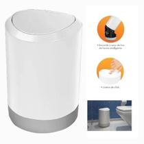 Lixeira Cesto de Lixo Plastico 5L Banheiro Cozinha Abertura Com Click Branca Pratik - Prat-K