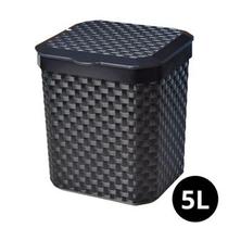 Lixeira Cesto de Lixo Rattan 5 Litros Preta Com Tampa Automática Para Banheiro Cozinha Pia Pedal Saco Lixo - ArqPlast