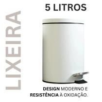 Lixeira Cesto de Lixo Redonda em Aço Inox com Pedal 5 Litros com Balde Removível para Cozinha Banheiro