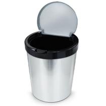 Lixeira cesto de lixo redondo 10 litros metalizado com tampa click banheiro cozinha multiuso