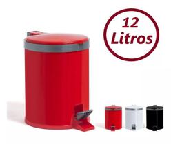 Lixeira Cesto Lixo Banheiro Cozinha Pedal 12 litros vermelho