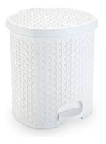 Lixeira Cesto Lixo Cozinha Banheiro Pedal 6 L Rattan Branco