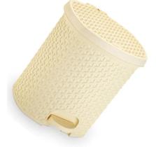 Lixeira Cesto Lixo Cozinha Banheiro Pedal 6 L Rattan CREME