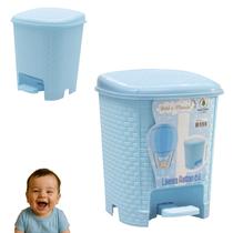 Lixeira Cesto Mamae Bebe Rattan 6 Litros Fralda Azul Oferta