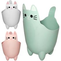 Lixeira / cesto organizador porta treco de plastico redondo gatinho 21,5x17x14cm Lixeira / cesto organizador porta treco de plastico redondo gatinho 21,5x17x14cm