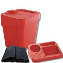 Lixeira Cesto pia Cozinha 2,5 litros com organizador Com Sacos de Lixo - UZ Utilidades