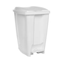 Lixeira Cesto Plástico para Lixo Retangular com Pedal 40 litros Branco Jaguar