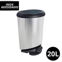 Lixeira Cesto Tipo Inox 20 Litros Com Tampa Com Pedal Prata Preto Label Plastico Lixeira Grande