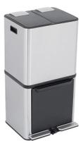 Lixeira Chão Seletiva Tripla Smart Aço Inox 50L - Prateado Lixeira Chão Seletiva Tripla Smart Aço Inox 50L - Prateado