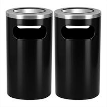 Lixeira Cinzeiro Plástica 24x50 Com Aro Alumínio Preto 23 Litros