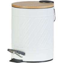 Lixeira Classic Aço Inox Tampa Em Bambu 5l 25x20x20cm Off White Lixeira Classic Aço Inox Tampa Em Bambu 5l 25x20x20cm Off White