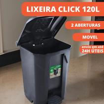Lixeira click 120l c/ roda e pedal preta