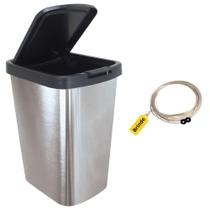 Lixeira Click Label Com Estampa De Inox 9 Litros +