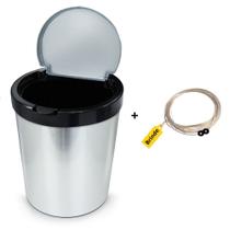 Lixeira Click Label Estampa Inox Redonda 10 Litros + Brinde Lixeira Click Label Estampa Inox Redonda 10 Litros + Brinde