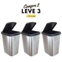 Lixeira Click Label Estampada Inox 9 Litros - Leve 3 Pague 2 Lixeira Click Label Estampada Inox 9 Litros - Leve 3 Pague 2