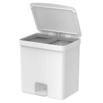 Lixeira Coleta Seletiva com Pedal para Cozinha 20L Trium Duplo Compartimento OU Branco