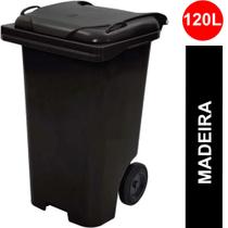 Lixeira Coletor de Lixo PP 120 L com Tampa e Rodas Preto - JSN