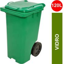 Lixeira Coletor de Lixo PP 120 L com Tampa e Rodas Verde