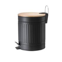 Lixeira Com Cesto Removível e Pedal 5l Fluted Preto Jolitex