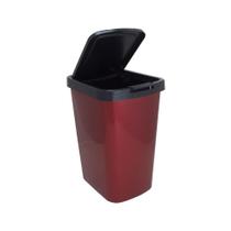 Lixeira Com Click Label Metalizado Vermelho - 9 Litros