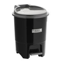 Lixeira Com Pedal 12,5L Black Steel Redonda Reforçada Multiuso Cozinha/Banheiro/Rancho