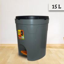 Lixeira com Pedal 15 litros Cinza Plastica para Banheiro Sala Cozinha Quarto Escritório Loja Canto