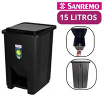 Lixeira Com Pedal 15 Litros Preta Plastico Sanremo