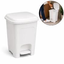 Lixeira com pedal 16 litros branca grande cesto de lixo cozinha banheiro restaurante resistente quarto bebe com tampa