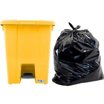Lixeira com Pedal 30 L Amarela + Saco de Lixo 40 L 100 Unid