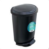 Lixeira Com Pedal 45l Grande Multiuso Preta Cozinha Porta Saco