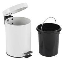 Lixeira com Pedal 5L Aço Inox Balde Interno Removível Branco Yeet