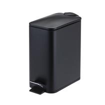 Lixeira com Pedal 5L Branca Preta Metal e Amortecedor Slim