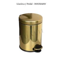 Lixeira Com Pedal Aço Inox 5 Litros Dourado Brilhante Lixeira Com Pedal Aço Inox 5 Litros Dourado Brilhante