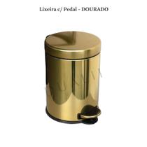 Lixeira Com Pedal Aço Inox 5 Litros Dourado Brilhante - Dualii Metais