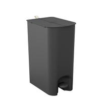 Lixeira Com Pedal Borboleta Dupla 20l (10+10) Preto Com Alça Bege Coza
