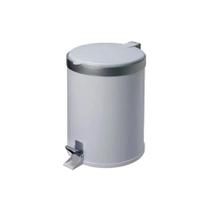 Lixeira com Pedal Branca com Aro Prata - 12 Litros
