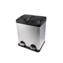 Lixeira com Pedal Dupla para Coleta Seletiva Aço Inox Escovado 30 Litros - Biovis Lixeira com Pedal Dupla para Coleta Seletiva Aço Inox Escovado 30 Litros - Biovis