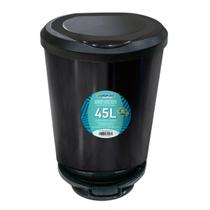 Lixeira com pedal e borda trava saco preta 45 litros arqplast Lixeira com pedal e borda trava saco preta 45 litros arqplast