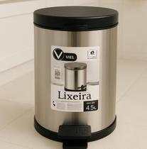 Lixeira Com Pedal e Recipiente de Plástico 4,5L Aço Inox Tampa Plástico Preta Lixeira Com Pedal e Recipiente de Plástico 4,5L Aço Inox Tampa Plástico Preta