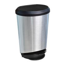 Lixeira Com Pedal e Tampa 10 Litros Multiuso Prata Label - Arqplast Lixeira Com Pedal e Tampa 10 Litros Multiuso Prata Label - Arqplast