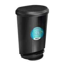 Lixeira Com Pedal e Tampa 10 Litros Multiuso Preta Label