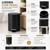Lixeira com Pedal e Tampa 5 Litros Preta Fosca BLACK BULL - Compacta e Resistente Lixeira com Pedal e Tampa 5 Litros Preta Fosca BLACK BULL - Compacta e Resistente