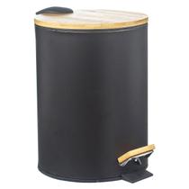 Lixeira Com Pedal E Tampa Bambu 20 Litros P/ Banheiro Lixeira Com Pedal E Tampa Bambu 20 Litros P/ Banheiro
