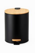 Lixeira Com Pedal e Tampa de Bambu 12L Soft Paramount Preto