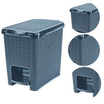 Lixeira Com Pedal Juta Preto Retangular 6L Cor Chumbo Nitron