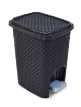 Lixeira com pedal Rattan 7 litros Preta - Arqplast