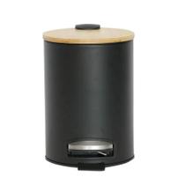 Lixeira com Pedal Tampa de Bambu Black 3L Mimo Style Lixeira com Pedal Tampa de Bambu Black 3L Mimo Style