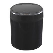 Lixeira com Sensor Automática Preta Aço Inox 6 Litros - USB Lixeira com Sensor Automática Preta Aço Inox 6 Litros - USB