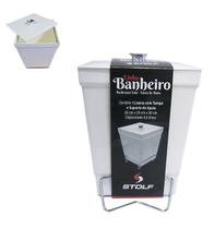 Lixeira com Suporte de Apoio Aramado e Cromado de Chão Branco 6,5L