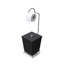 Lixeira Com Suporte De Papel Higiênico Em Aço Preto - Stolf Preto Lixeira Com Suporte De Papel Higiênico Em Aço Preto - Stolf Preto